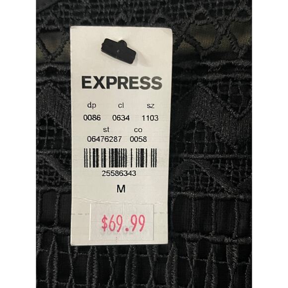 NWT Express Lace Puff Sleeve Crew Neck Top Medium - Picture 6 of 8